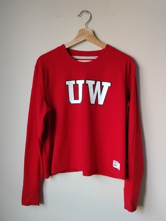 Under Armour Tops - Under Armour Size XL Red UW Long-Sleeve Crewneck Sweatshirt